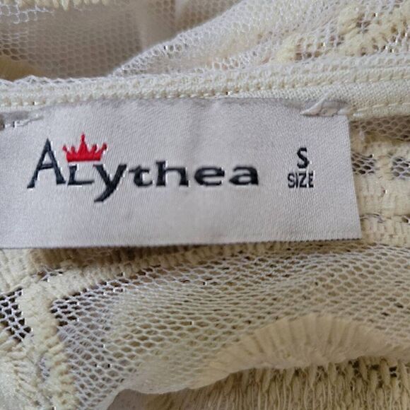 Alythea Sheer Embroidered Neutral Feminine Cottagecore Dress Shorts Romper - Picture 9 of 10